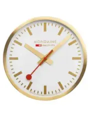 Mondaine A995.CLOCK.17SBG Gold Wall Clock, Station Clock 40 cm Made Off Aluminum