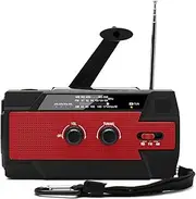 Emergency Solar Weather Radio, with AM FM NOAA, 3 LED Flashlights, Motion Sensor, Reading Lamp, SOS Alarm, 4000mAH Rechargeable Battery USB Charger, Hand Crank