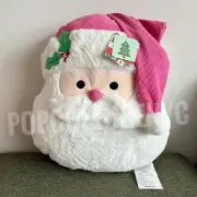 Pink Santa Clause Plushie Throw Pillow Christmas Home Decor New 20x18