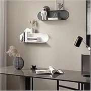 Wall Shelf Modern Metal Floating Shelves Wall Mounted, Home Wall Art Shelf Decorative Display Storage Shelf, Wall Decoration Rack for Bedroom Bathroom Living Room Kitchen Office Set of 2 Sh