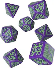 Q Workshop Pathfinder Goblin Purple & Green Dice 7 Piece Set