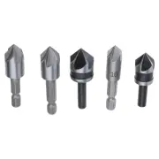 5pcs 5 Flutes HSS Chamfer Countersink Drill Bit Set Counter Sink Woodworking