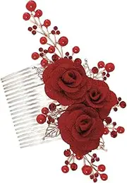 WRITWAA Bridal Rose Hair Comb Decorative Insert Comb for Weddings Parties Special Occasions Lightweight Floral Hair Accessory Classic for Women