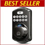 4-in-1 Keypad Deadbolt - Easy Install Biometric Fingerprint Lock - Matte Black