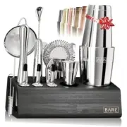 Mixology Bartender Kit Bar Set | 14-Piece Cocktail Shaker Set | Silver/Black