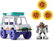 DC Comics Teen Titans Go! T-Car Pizza Launcher, Cyborg Action Figure Set with Interactive Features, Kids Toys for Boys and Girls 4 and Up