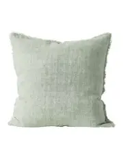 [Aura Home] Vintage Linen Fringe Cushion in Sage