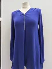 Phase Eight Khloe Cobalt Blue Long Sleeve Zip Front Top Size 8 New with tags
