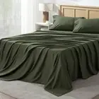 Andency King Size Sheets Set 4 Pieces, Dark Olive Green Super Soft Sheets for Ki