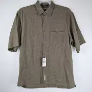 Vintage Nautica Linen Blend Basketweave Shirt Mens M Short Sleeve Button Up NWT