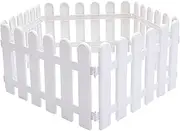 Garden Picket Fence 5Pcs White Picket Fence Border Plastic White Edging Garden Picket Fence Vinyl Corner Picket Panel Screen Flowerbed Plant Border Vinyl Picket Fence