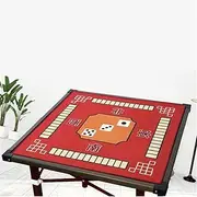 BeLongsYou Mahjong Mat, Anti-Slip Mahjong Cover Mat Board Games Table Cover Mahjong Table Cloth Table Protector Pad Tile Square Universal Tile Game Cushion,Red a,80x80cm