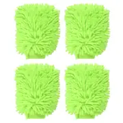 4pcs Chenille Microfiber Car Wash Mitts 10" x 7.5" Wash Gloves Lime Green