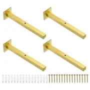 Floating Shelf Bracket,4Pack 10" Iron Hidden Wall Mounted Shelf Supports(Gold)