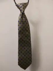 Class Club ZipTie Gold Blue Checkered Silk Necktie Boys Children New with Tags
