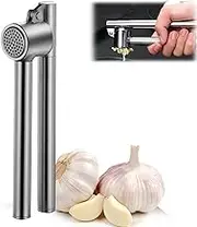 Premium Garlic Press, 304 Stainless Steel Kitchen Garlic Mincer Crusher Squeezer with Ergonomic Handle Super Easy to Use & Clean Durable Garlic Crusher,Silver