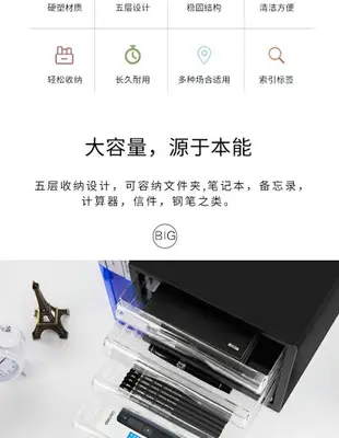 文件櫃白色黑色透明桌面文件櫃A4塑料透明抽屜資料分類收納櫃整理AQ