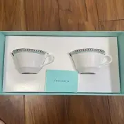 Tiffany Platinum Blue Band Cup & Saucer Set of 2