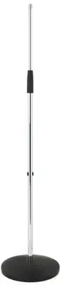 K&M 26010 Straight Microphone Stand with Flat Round Base - Chrome