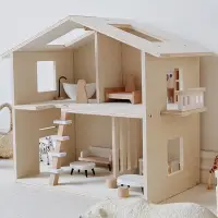在飛比找蝦皮購物優惠-木製娃娃屋玩具 仿真二層別墅 兒童娃娃房玩具屋 木質過家家玩