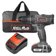 18+1 Cordless Drill Driver 2000mAh 20V MAX Torque Setting 2.0A w/ Carrying Bag