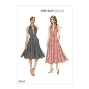 VOGUE DRESS SEWING PATTERN 9343 6-14 Womens Plunge Neck Very Easy