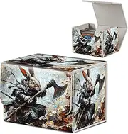 BVCLKJPOI Card Deck Box for MTG, Microfiber Lining and PU Leather Large Size Card Box, Fit 100+ Single Sleeved Cards, Strong Magnet Collectible Card Storage Box Fit TCG Fit MTG, Rabbit Dragon Warrior