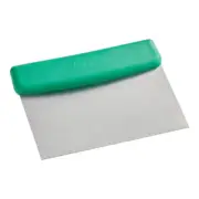 Choice 6 1/4" x 3" Dough Cutter / Bench Scraper with Green Handle