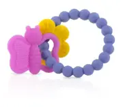 Nuby Chewy Charms Baby Teether for Girls Flexible Silicone Teether Ring 1 Count