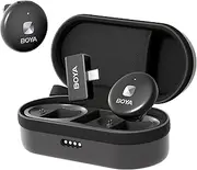 BOYA Omic-U Wireless Lavalier Microphone for USB-C Android Smartphone, iPhone15 Series,Magnetic Back Clip,Portable Charging Case,Plug Play Wireless Mini Lapel Mic for Video Recording Interview Youtube