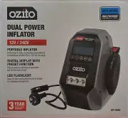 Ozito 12V DC/240V AC Dual Power Inflator Portable Air Compressor & Adapter Kit