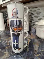 National Lampoons Christmas Vacation Clark Griswold 4 Stacking 10oz Coffee Mugs