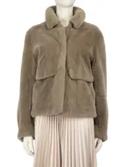 Grey Nutria Fur Pocket Detail Jacket