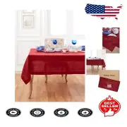 Classic 60 x 132 Inch Red Linen Tablecloth - Machine Washable for All Occasions