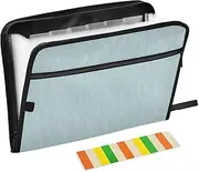 Azure Linen Texture Expandable File Organizer 13 Pockets A4 Letter Size File Holder with Zipper Closure Plastic Expanding File Folder for Business