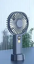 Vortex S-19-Blue Small Handy Convenient Wireless Rechargeable Powerful 5 speed levels Natural wind mode option Battery level indication standing fan with table dock(Blue)