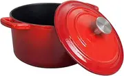 Small Cooking Pot,Cast Iron Pot with Lid,Enamelled Cast Iron Pot, Casserole Dishes with Lid Enameled Cast Iron Pot Round Deep Soup Pot Non Stick Dutch Oven Cooking Pan Roast Red-18cm (Color : Red, S