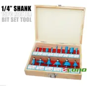 1/4" Shank 15pc Router Bit Wood Working Power Tools Shop Carbide Tipped Set