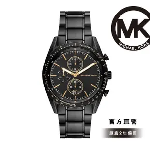 【Michael Kors 官方直營】Accelerator 極速者多功能三眼手錶 黑色不鏽鋼錶帶 42MM MK9113