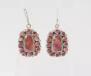 Santa Domingo Kewa Santa Fe purple spiny oyster cluster sterling silver earrings