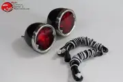 55-59 Chevy GMC Stepside Pickup Truck Rear Tail Lamps Lights Black Housing Pair