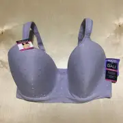 Beauty by Bali 40DD Foam Wirefree Comfort Bra No Slip Purple Quartz Dot B540