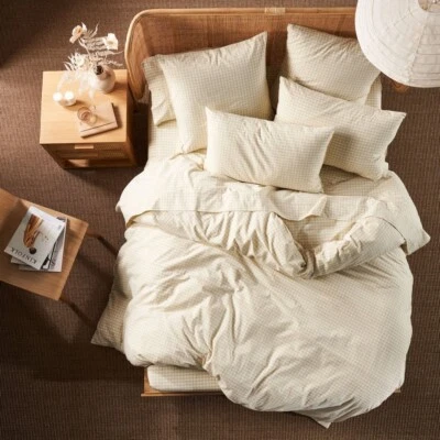 Linen House Springsteen Stone Duvet Doona Quilt Cover Set Double Bed Size