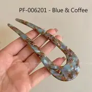 Acetate Hair Pin 1pc - PF-006201 - Blue & Coffee - One Size