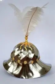 Medieval Burgundian Kettle Helmet Steel Helmet Replica Knight Helmet with Plume