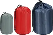 uxcell Stuff Sack 4x7/5x10/7x13, 3 Pcs Waterproof Outdoor Storage Sack Portable Drawstring Dust Flap Bag Sleeping Bag for Camping Hiking Backpacking, Grey/Red/Blue
