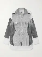 [Jean Paul Gaultier] Jean Paul Gaultier - Striped Poplin And Silk-organza Shirt - White - xx small xx small White