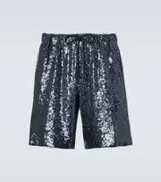 [Dries Van Noten] Dries Van Noten Sequined Bermuda shorts UK 28 blue