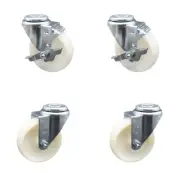 4 Inch Nylon Wheel Swivel Bolt Hole Caster Set with 2 Brake Service Caster Brand