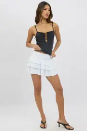 White Bloomers Skirt Elastic Waisted Mini Ruffled - Size 16XL, Women's Mini Skirt